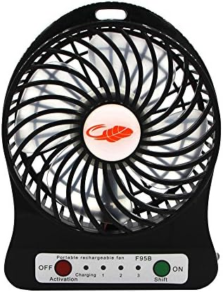 HomeBot Electric Portable Mini fan Rechargeable Desktop Fan Battery/ 4-inch Vanes 3 Speeds Cool Cooler Fan(Black)