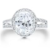Sterling Silver 925 Oval Cut Cubic Zirconia CZ Solitaire Ring - Nickel Free Engagement Wedding Ring