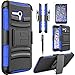 Circle Alcatel OneTouch Fierce XL Case, Combo Rugged Shell Cover Holster with Built-in Kickstand and Holster Locking Belt Clip (TM) Stylus Touch Screen Pen and Screen Protector - Blue