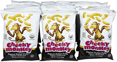 Cheeky Monkey Organic Peanut Butter Puffs, 2.12 oz, 12 ct