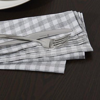 Set of 4 Solid Check Pattern Napkins