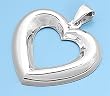 Sterling Silver Pendant - Heart - One-Sided - 37mm Height (1.5 inch)