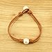 Ao Bei Single Cultured Freshwater Pearl Leather Bracelet Handmade Pearls Jewelry for Women