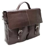 BOVARI Messenger en cuir Sac bandouli�re 39x30x10 cm Model Lyon - marron -