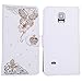 White Luxury 3D Fashion Handmade Bling Crystal Rhinestone PU Flip Wallet Leather Case Cover For Smart Mobile Phones Samsung Note 4, Pearl Butterfly