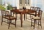 5pc Counter Height Table, Stools & Benches Set Rich Walnut Finish