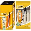 Bic Cristal Medium Ball Point Ball Pen - Pack of 10 Black Biro Pens (Clear Barrel)