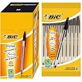 Bic cristal medium ball point ballpen - pack of 10 black biro pens (clear barrel)