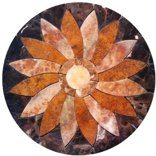 Tile Floor Medallion Marble Mosaic Flower Design 30