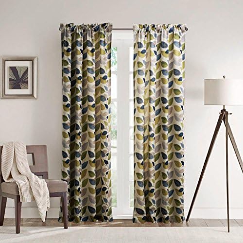 twopages Contemporary Minimalist Multi Color Leaves Curtain 50Wx63"L (One Panel)