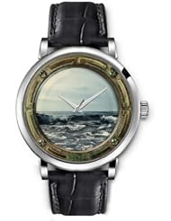 SPRAWL Aanalog Fashion Series Silver Ladies Watches of Genuine Black Leather Strap,Unique Wrist Watch for Women Girls Designed with Outside the window