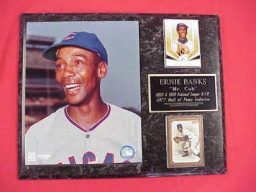 Cubs Ernie Banks 2 Card Collector Plaque