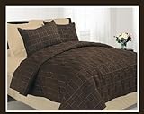 3 Pcs King Size / Blue Color Suede Quilted Bedspreads Set with Luxurious Su ....