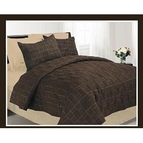 3 Pcs Plus 2 Free Pillow Cases King Size / Brown Color Suede Quilted Bedspreads Set with Luxurious Suede Top Fabric / Top Christmas Gift