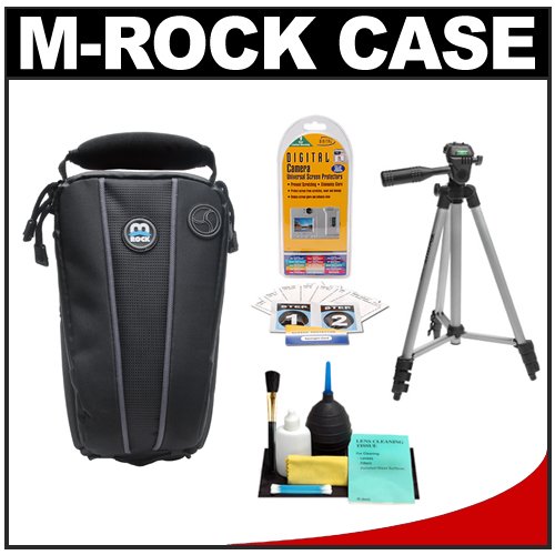 M-ROCK 650 Appalachian Digital SLR Camera Holster Case (Black/Black/Grey) + Tripod + Accessory Kit for Canon Rebel T3, T3i, T1i, T2i, EOS 60D, 5D, 7D, Nikon D3000, D3100, D5000, D5100, D7000, D300s, Olympus Evolt E-5, E-30, E-620 & Sony Alpha A560, A580, A33, A35, A55