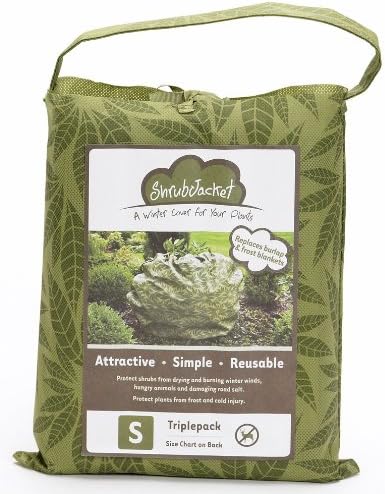 Plumstone Shrub Jacket & Season Extender for Winter Protection, Reusable Plant and Bush Cover - Pack of 3 - Small