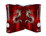 Bundle Monster Vinyl Skins Accessory For Xbox 360 Game Console - Cover Faceplate Protector Sticker Art Decal - Red Dragon