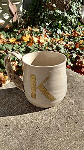 Natural White Hand Thrown Stoneware Monogram Mug