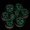 00g 10mm Acrylic White Glow in the Dark GID Day of the Dead Sugar Skull Ear Plugs Gauges Dia De Los Muertos Single Flare (Sold By Pair)