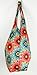 Trendy Sturdy Shopping Tote Bag - Red Blue Flowers Pattern