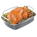 KitchenAid Heavy-Duty Nonstick Roaster with Floating Rack and Set of 2 Turkey Lifters
