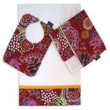 Floral Lollipop Bib, Burp Cloth and Cuddle Blanket Set
