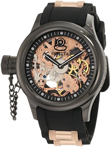 Invicta Men's 1847 Russian Diver Left Handed Mechanical Skeleton Dial Black Polyurethane Watch