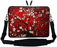 Meffort Inc 15 15.6 inch Neoprene Laptop Sleeve Bag Carrying Case with Hidden Handle and Adjustable Shoulder Strap - Vincent van Gogh Cherry Blossoming