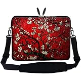 Meffort Inc 15 15.6 inch Neoprene Laptop Sleeve Bag Carrying Case with Hidden Handle and Adjustable Shoulder Strap - Vincent van Gogh Cherry Blossoming