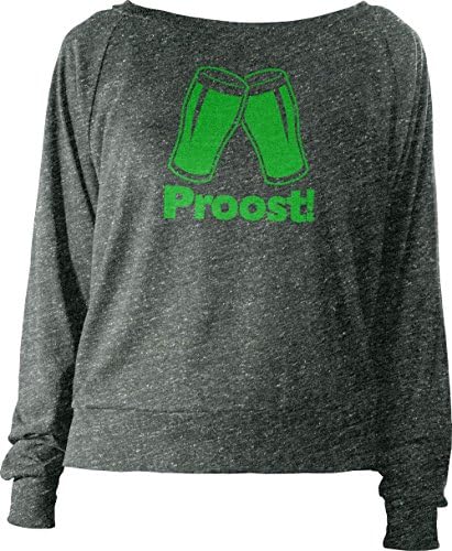 Big Texas Dutch Cheers (Green) Women's Long-Sleeve Relax Fit Top, Charcoal Marle, S