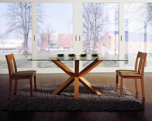 NEW 6  SOLID OAK GLASS DINING TABLE