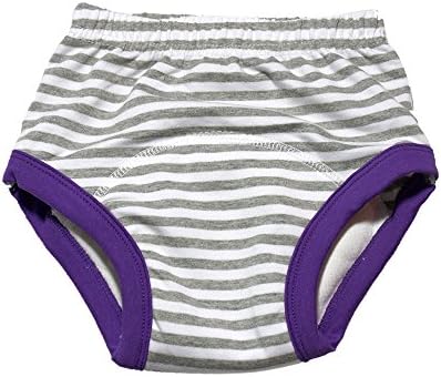 Stages Bamboo Cloth Potty Training Pants - Boys or Girls Toddler Underwear - Large 4T (Eggplant &amp; Grey Stripe)