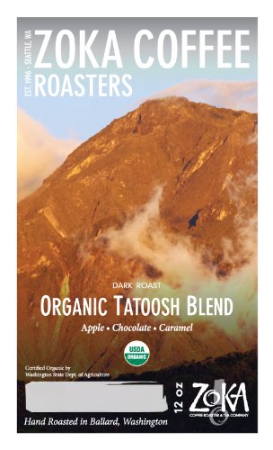 Zoka Coffee Organic Tatoosh, Whole Bean, 12-Ounce Bag