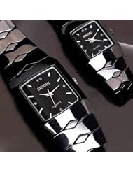 SINOBI Couple Lover Black Business Wrist Watch Women Men Quartz Movement