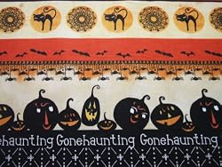 Clothworks Gone Haunting Jack O Lantern Stripe Halloween Fabric Yard