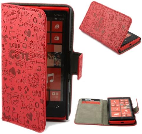 Cartoon Lovely Leather Flip Case Cover for Nokia Lumia 920 Red + 1 gift