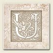 AbsorbaStone Coaster set~ Monogram Initial U ~ 4 Tile Drink Coasters ~ code 590C