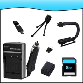 Deluxe Accessory Battery and Charger Package Kit for Canon VIXIA HFM50/HFM500/HFM52/HFR30/HFR300/HFR32 Full HD Camcorders includes BP727 Battery + BP727 Charger + 8GB SD Memory Card + USB SD Card Reader + Camcorder Action Grip Handle + Mini Tripod