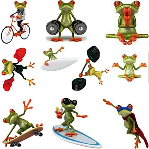 10 Pcs 5"x6" Cute Three Dimensional Frog Funny Car Wall Sticker Removable Decal Vinyl Art Set (5"x6"sportssetof10)