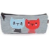 Buytra Cat Canvas Student Pen Pencil Case Coin Purse Pouch Cosmetic Makeup Bag