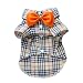 Fashion Casual Dog Plaid Shirt Gentle Dog Western Shirt Dog Clothes Dog Shirt + Bow Free Shipping,Yellow,S