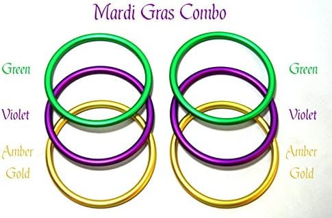 6 Pack 3 inch Aluminum Rings for Baby Ring Sling Carrier Wrap, Mardi Gras Set 2 each of Green Violet Amber Do It Yourself Crafting Rings