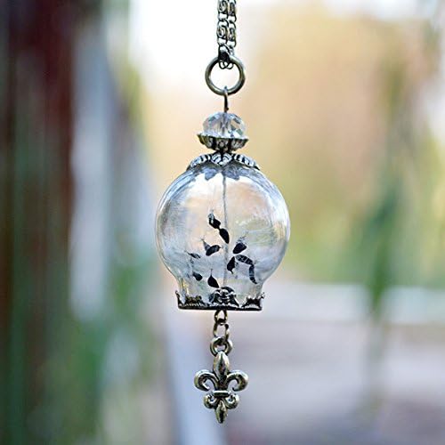 Nature Dandelion Mini Orb Silver Make a Wish Dandelion Seed Glass Wish Pendant Flower Botanical Petite Small Version Wish Pendant (wish Orb / flower)