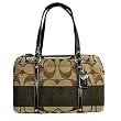 COACH SIGNATURE STRIPE ZIP SATCHEL HANDBAG KH/MAH