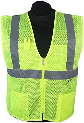 SHINE BRIGHT High Visibility Zipper Front Safety Vest with Reflective Strips - Meets ANSI/ISEA Standards (4XL, YELLOW)