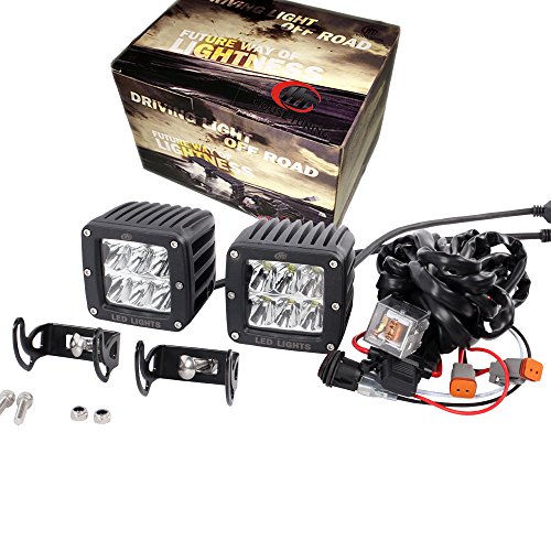 30W 3inch Spot Beam Cree LED Driving Light with Wiring Switch for Jeep Wrangle Trucks 4WD 4×4 Boat Ford150 Motorcycle ATV UTV Toyota (Pack of 2)