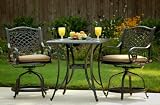 3pc Empire Cast Aluminum Outdoor Patio Pub Dining Table Set Furniture
