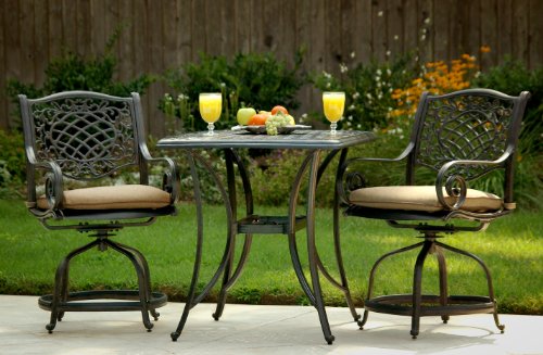 3pc Empire Cast Aluminum Outdoor Patio Pub Dining Table Set Furniture product image