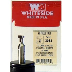 PART #3053 CARBIDE-TIP KEYHOLE ROUTER BIT 1 2 LARGE DIA X 5 16 SMALL DIA X 7 16 CL X 1 2 SHANK by Whiteside