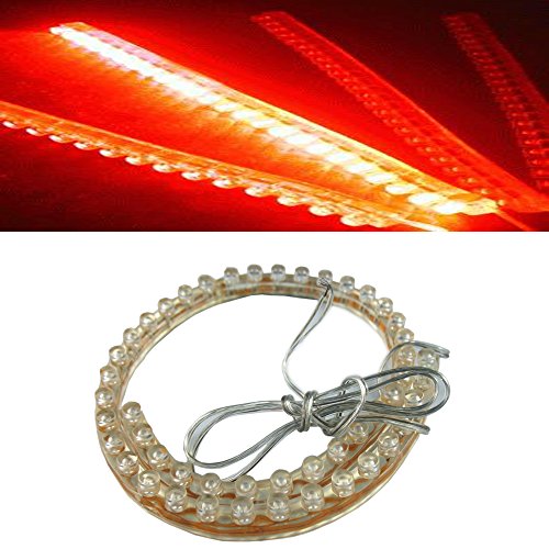 EverBright 4-Pack Red 48CM 18.9″ 48-SMD LED Decortaion Flexible Grill Strip Light Bulbs Car Truck Waterproof led strip light PVC Chassis Modifications DRL Driving Fog Light(DC-12V)